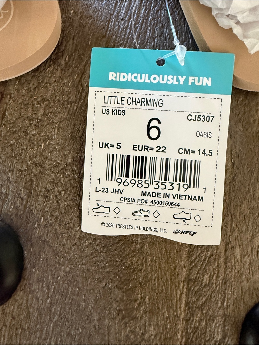 NWT Reef Little Charming Toddler Flip Flops Size 6 Tan Beach Sandals Summer Shoe - Picture 5 of 11